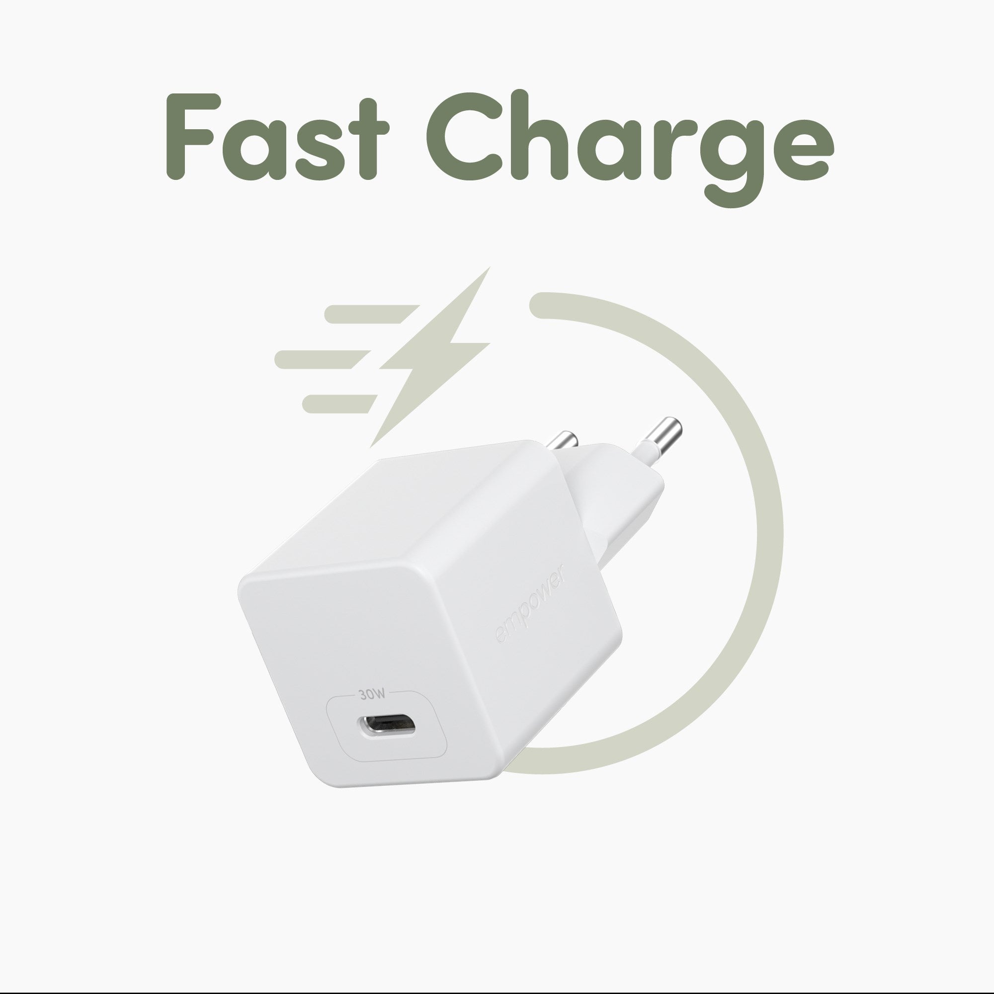empower™ by PanzerGlass® Turbo 30W Charger Single USB-C | EU Plug | Silver White